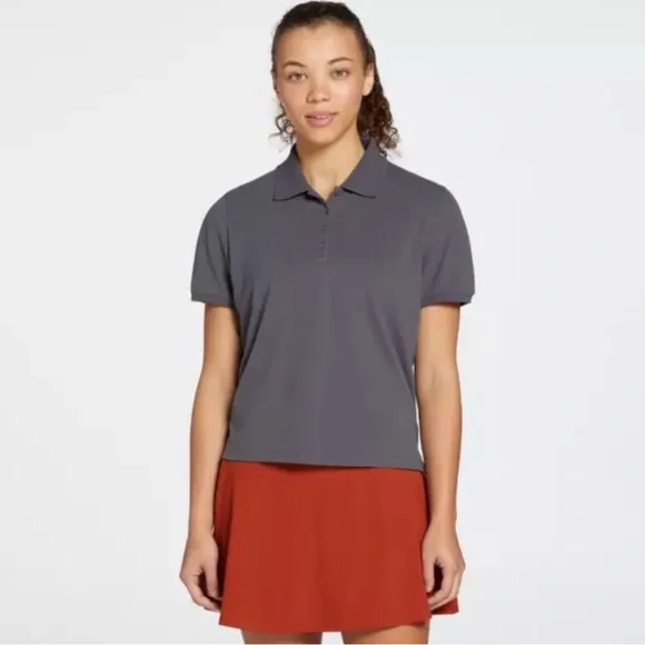NWT Calia Pique Puff Sleeves Polo T-Shirt XXL Carbon Gray 3/4 Button Down Golf - Picture 1 of 16